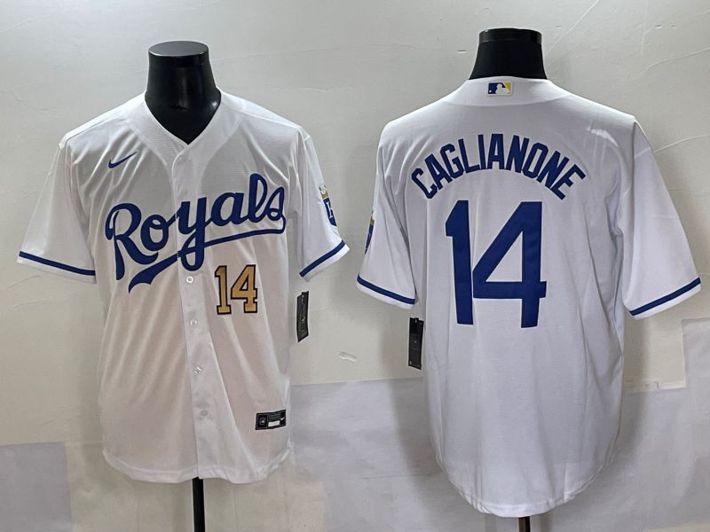 Men 2025 Kansas City Royals 14 Caglianone White Game Nike MLB Jersey style 4